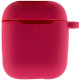 Силиконовый футляр New с карабином для наушников Airpods 1/2 Красный / Rose Red - фото