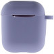 Силиконовый футляр New с карабином для наушников Airpods 1/2 Серый / Lavender Gray - фото