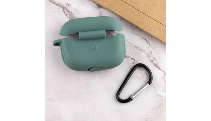 Силіконовий футляр New з карабіном для навушників Airpods Pro Зелений / Pine green - фото