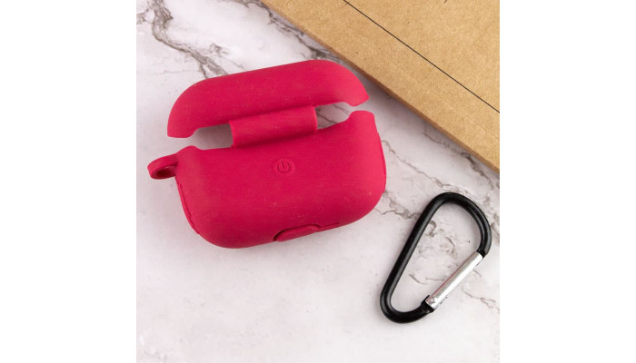 Силіконовий футляр New з карабіном для навушників Airpods Pro Червоний / Rose Red - фото