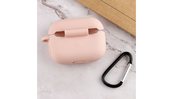 Силіконовий футляр New з карабіном для навушників Airpods Pro Рожевий / Pink Sand - фото