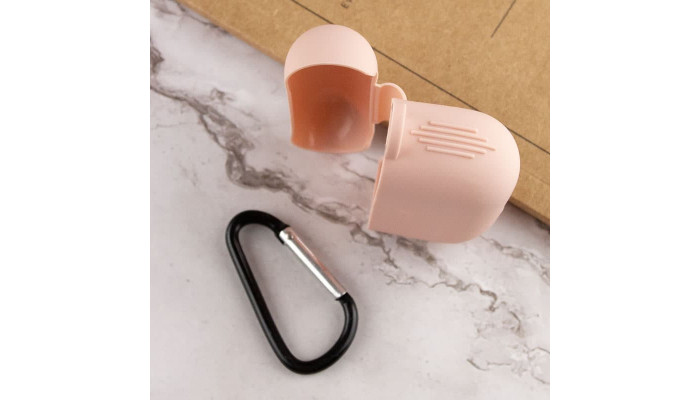 Силіконовий футляр New з карабіном для навушників Airpods Pro Рожевий / Pink Sand - фото