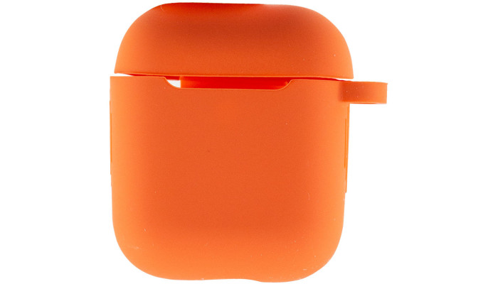 Силиконовый футляр New с карабином для наушников Airpods 1/2 Оранжевый / Kumquat - фото