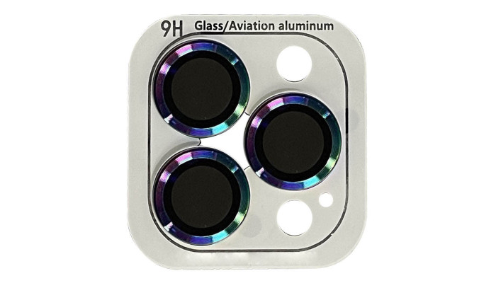 Защитное стекло Metal Classic на камеру (в упак.) для Apple iPhone 12 Pro / 11 Pro / 11 Pro Max Сиреневый / Rainbow - фото