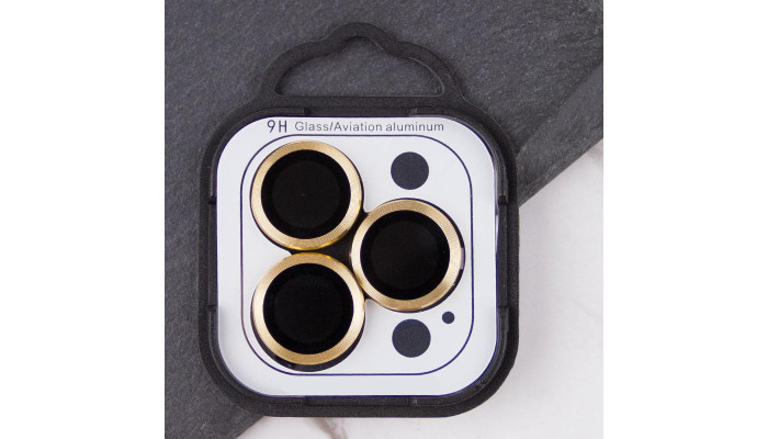 Защитное стекло Metal Classic на камеру (в упак.) для Apple iPhone 13 Pro / 13 Pro Max Золотой / Gold - фото