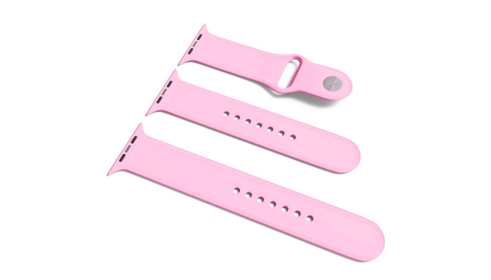 Силіконовий ремінець для Apple Watch Sport Band 38 / 40 / 41 (S/M & M/L) 3pcs Рожевий / Light pink - фото