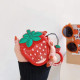 Силиконовый футляр Fruits series with Sparkles & Water для наушников AirPods 1/2 + кольцо strawberry / Красный - фото