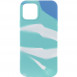 Чехол Silicone case full Aquarelle для Apple iPhone 13 Pro (6.1") Бирюзово-белый