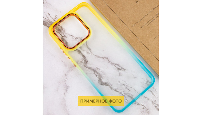 Чехол TPU+PC Fresh sip series для Xiaomi Redmi Note 13 4G Бирюзовый / Оранжевый - фото