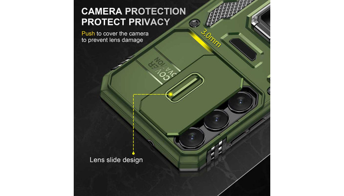 Ударопрочный чехол Camshield Army Ring для Samsung Galaxy S21+ Оливковый / Army Green - фото