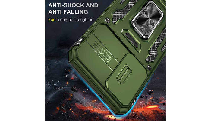 Ударопрочный чехол Camshield Army Ring для Samsung Galaxy S21+ Оливковый / Army Green - фото