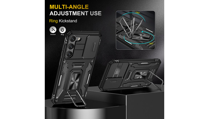 Ударостійкий чохол Camshield Army Ring для Samsung Galaxy S21+ Чорний / Black - фото