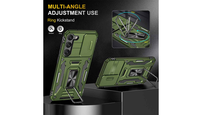 Ударопрочный чехол Camshield Army Ring для Samsung Galaxy S22+ Оливковый / Army Green - фото