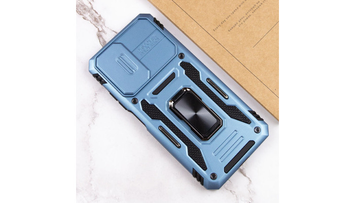 Ударопрочный чехол Camshield Army Ring для Xiaomi Redmi Note 11 (Global) / Note 11S / Note 12S Голубой / Light Blue - фото