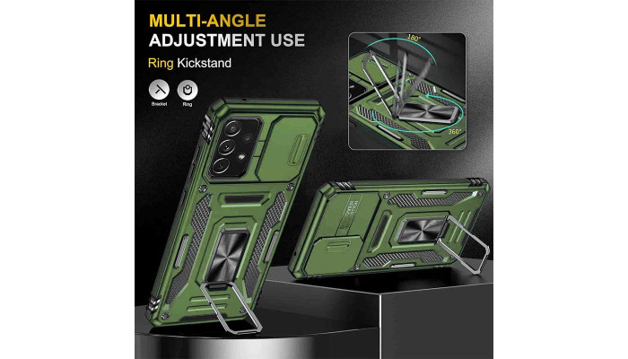 Ударопрочный чехол Camshield Army Ring для Samsung Galaxy A73 5G Оливковый / Army Green - фото