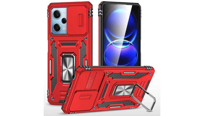 Ударопрочный чехол Camshield Army Ring для Xiaomi Redmi 12 Красный / Red - фото