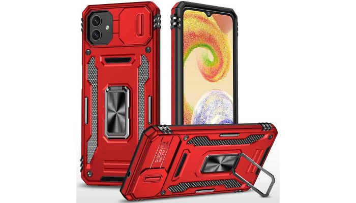 Ударопрочный чехол Camshield Army Ring для Samsung Galaxy A05 Красный / Red - фото