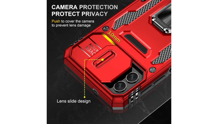 Ударопрочный чехол Camshield Army Ring для Samsung Galaxy A05 Красный / Red - фото