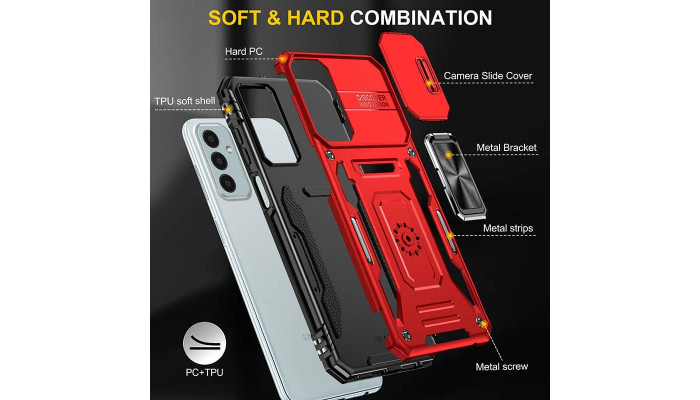 Ударопрочный чехол Camshield Army Ring для Samsung Galaxy A05s Красный / Red - фото