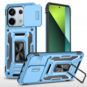 Ударопрочный чехол Camshield Army Ring для Xiaomi Redmi Note 13 Pro 4G / Poco M6 Pro 4G Голубой / Light Blue