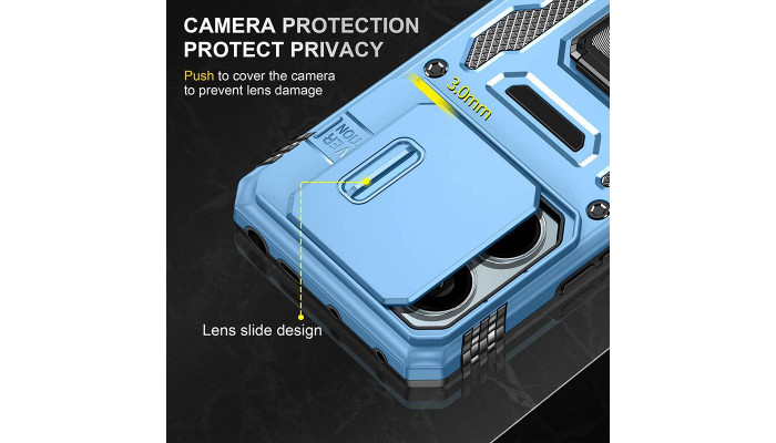 Ударопрочный чехол Camshield Army Ring для Xiaomi Redmi Note 13 Pro 4G / Poco M6 Pro 4G Голубой / Light Blue - фото