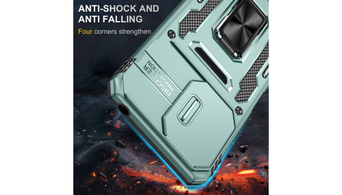 Ударопрочный чехол Camshield Army Ring для Xiaomi Redmi Note 13 Pro 4G / Poco M6 Pro 4G Зеленый / Light Green - фото