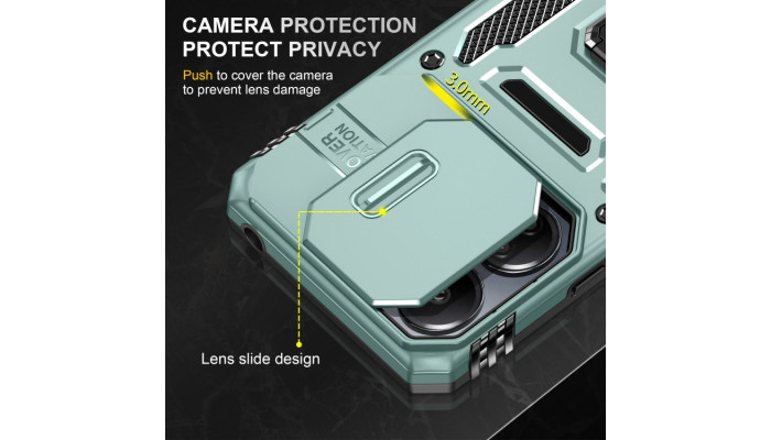 Ударопрочный чехол Camshield Army Ring для Xiaomi Redmi Note 13 Pro 4G / Poco M6 Pro 4G Зеленый / Light Green - фото