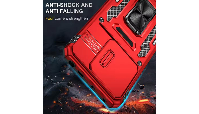 Ударопрочный чехол Camshield Army Ring для Xiaomi Redmi Note 13 Pro 4G / Poco M6 Pro 4G Красный / Red - фото