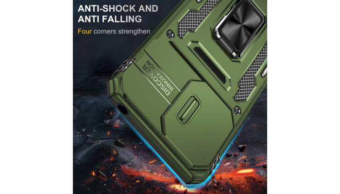 Ударопрочный чехол Camshield Army Ring для Xiaomi Redmi Note 13 Pro 4G / Poco M6 Pro 4G Оливковый / Army Green - фото