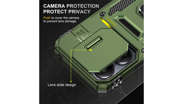 Ударопрочный чехол Camshield Army Ring для Xiaomi Redmi Note 13 Pro 4G / Poco M6 Pro 4G Оливковый / Army Green - фото