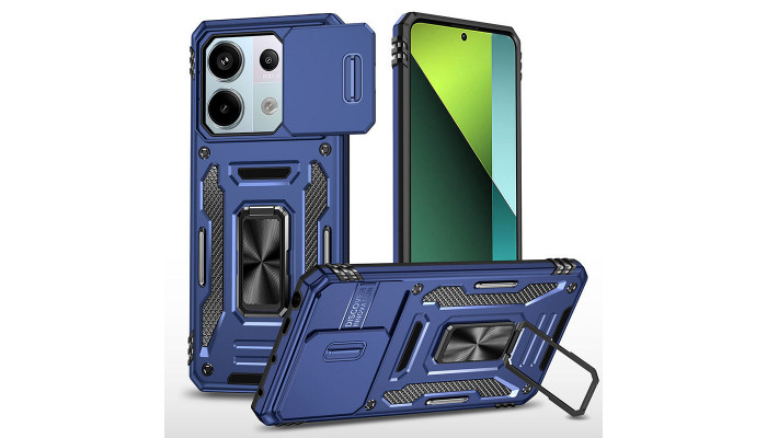 Ударопрочный чехол Camshield Army Ring для Xiaomi Redmi Note 13 Pro 4G / Poco M6 Pro 4G Синий / Navy - фото