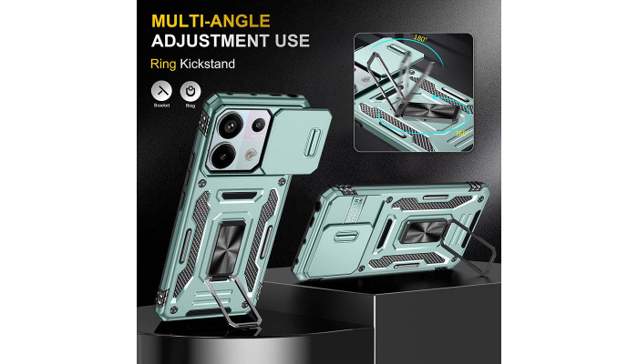 Ударопрочный чехол Camshield Army Ring для Xiaomi Poco X6 / Note 13 Pro 5G Зеленый / Light Green - фото