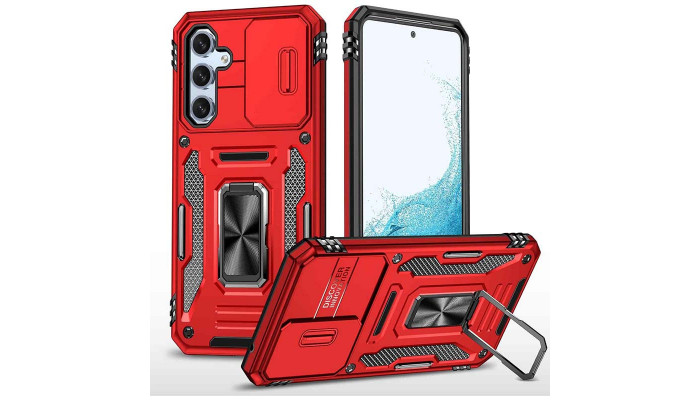 Ударостійкий чохол Camshield Army Ring для Samsung Galaxy A35 / A55 Червоний / Red - фото