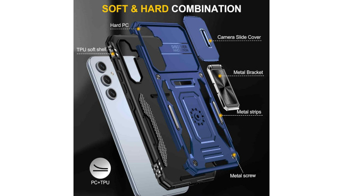 Ударопрочный чехол Camshield Army Ring для Samsung Galaxy S24 FE Синий / Navy - фото