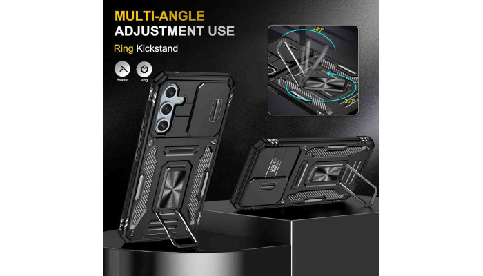 Ударостійкий чохол Camshield Army Ring для Samsung Galaxy S24 FE Чорний / Black - фото