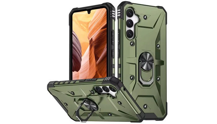 Ударостійкий чохол Pathfinder Ring для Samsung Galaxy S23 FE Зелений / Army Green - фото