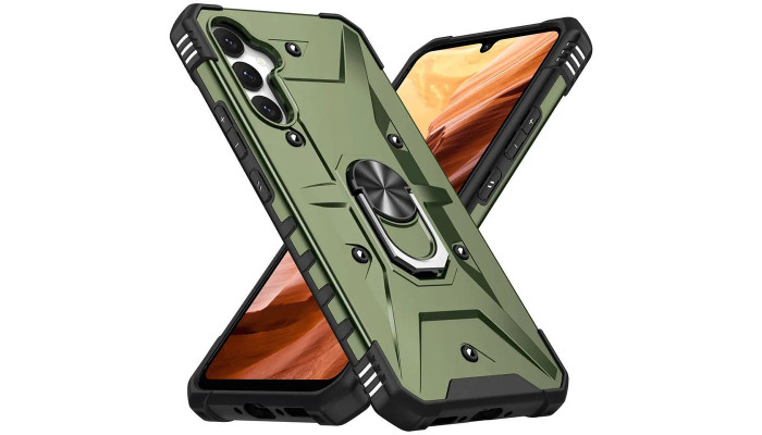 Ударостійкий чохол Pathfinder Ring для Samsung Galaxy S23 FE Зелений / Army Green - фото