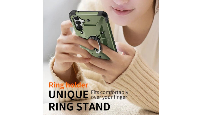 Ударостійкий чохол Pathfinder Ring для Samsung Galaxy S23 FE Зелений / Army Green - фото