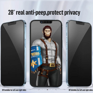 Защитное 2.5D стекло Blueo Full Cover Anti-Peep для Apple iPhone 13 Pro Max / 14 Plus (6.7