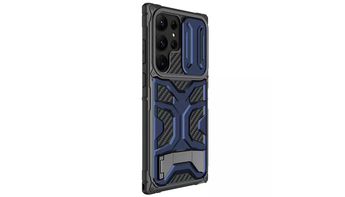 TPU+PC чехол Nillkin CamShield Adventurer Pro (шторка на камеру) для Samsung Galaxy S23 Ultra Interstellar Blue - фото