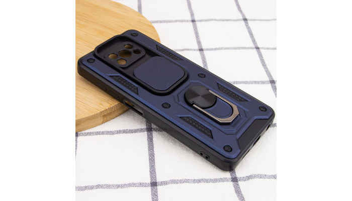 Ударопрочный чехол Camshield Serge Ring для Xiaomi Poco X3 NFC / Poco X3 Pro Синий - фото