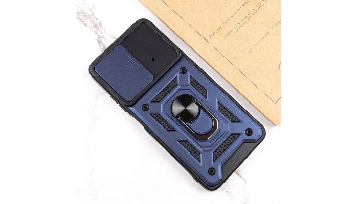 Ударопрочный чехол Camshield Serge Ring для Xiaomi Poco X4 Pro 5G Синий - фото