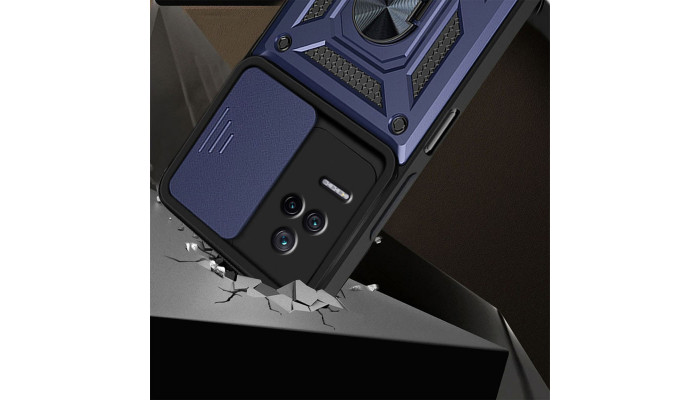Ударопрочный чехол Camshield Serge Ring для Xiaomi Poco F4 Синий - фото