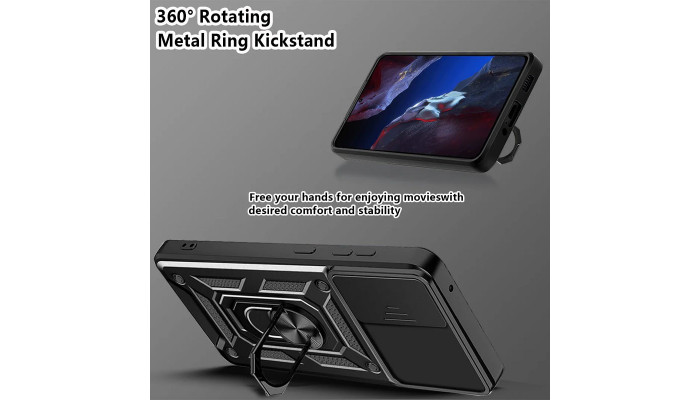 Ударопрочный чехол Camshield Serge Ring для Xiaomi Poco F5 Pro / Redmi K60 / K60 Pro Черный - фото