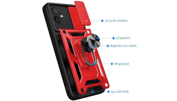 Ударопрочный чехол Camshield Serge Ring для Samsung Galaxy A05 Красный - фото