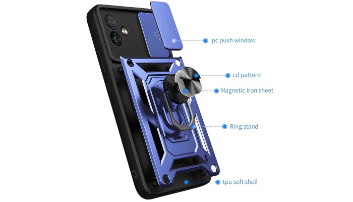 Ударопрочный чехол Camshield Serge Ring для Samsung Galaxy A05 Синий - фото