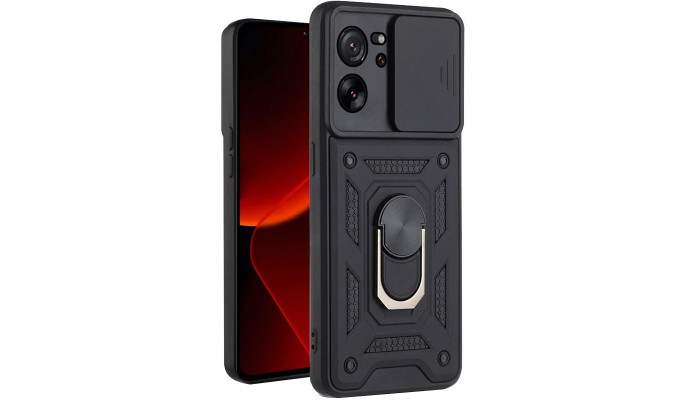 Ударопрочный чехол Camshield Serge Ring для Xiaomi Redmi 13C / Poco C65 Черный - фото