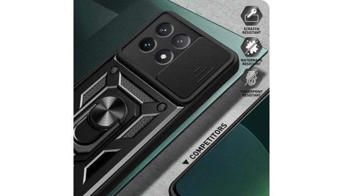Ударостійкий чохол Camshield Serge Ring для Xiaomi Poco X6 / Note 13 Pro 5G Чорний - фото
