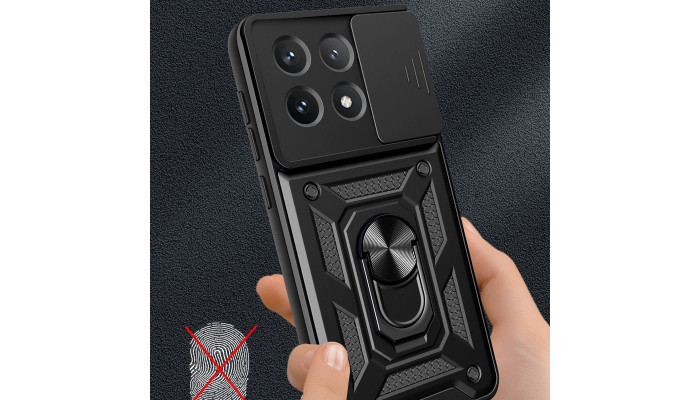 Ударопрочный чехол Camshield Serge Ring для Xiaomi Poco X6 Pro Черный - фото