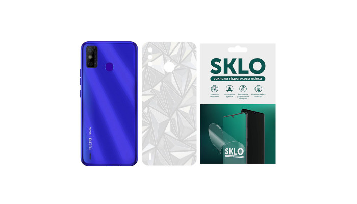 Защитная пленка SKLO Back (на заднюю панель) Transp. для TECNO POP 4 LTE Прозрачный / Diamonds